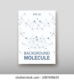 Poster brochure flyer design template vector, DNA abstract geometric background, layout in A4 size shadow