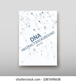 Poster brochure flyer design template vector, DNA abstract geometric background, layout in A4 size shadow