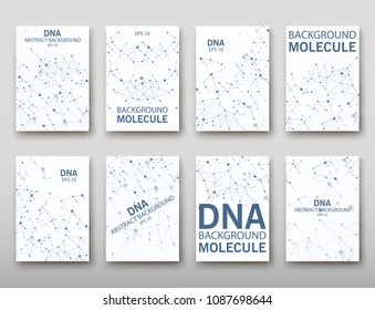Poster brochure flyer design template vector, DNA abstract geometric background, layout in A4 size shadow