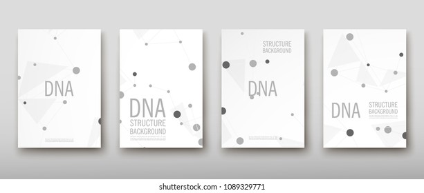 Poster brochure flyer design template vector, DNA abstract geometric background, layout in A4 size shadow