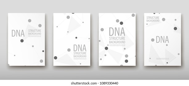 Poster brochure flyer design template vector, DNA abstract geometric background, layout in A4 size shadow
