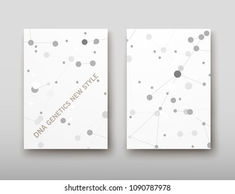 Poster brochure flyer design template vector, DNA abstract geometric background, layout in A4 size shadow