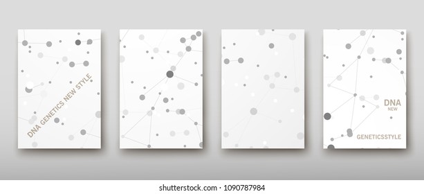 Poster brochure flyer design template vector, DNA abstract geometric background, layout in A4 size shadow