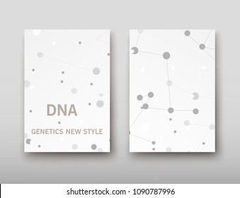 Poster brochure flyer design template vector, DNA abstract geometric background, layout in A4 size shadow