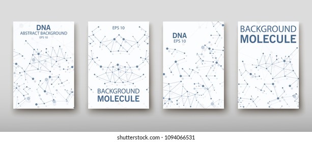Poster brochure flyer design template vector, DNA abstract geometric background, layout in A4 size shadow