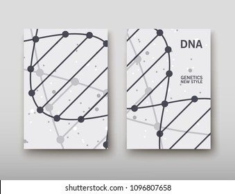 Poster brochure flyer design template vector, DNA abstract geometric background, layout in A4 size shadow