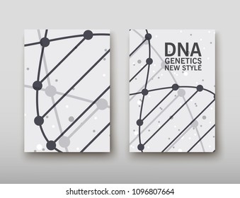 Poster brochure flyer design template vector, DNA abstract geometric background, layout in A4 size shadow