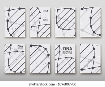 Poster brochure flyer design template vector, DNA abstract geometric background, layout in A4 size shadow