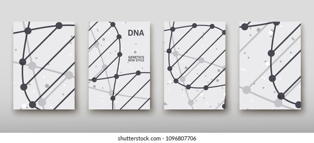 Poster brochure flyer design template vector, DNA abstract geometric background, layout in A4 size shadow