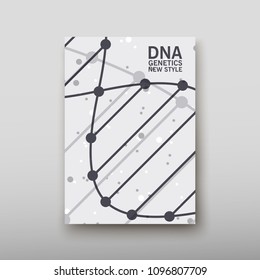 Poster brochure flyer design template vector, DNA abstract geometric background, layout in A4 size shadow