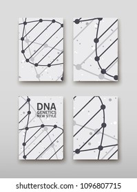 Poster brochure flyer design template vector, DNA abstract geometric background, layout in A4 size shadow