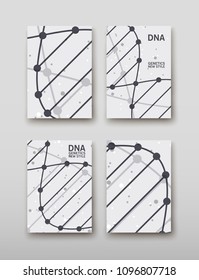 Poster brochure flyer design template vector, DNA abstract geometric background, layout in A4 size shadow