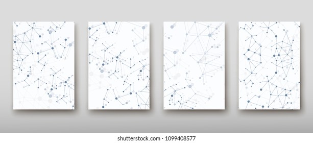 Poster brochure flyer design template vector, DNA abstract geometric background, layout in A4 size shadow