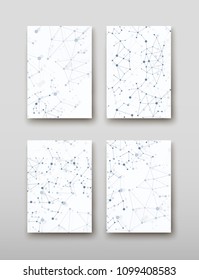 Poster brochure flyer design template vector, DNA abstract geometric background, layout in A4 size shadow