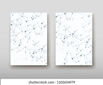 Poster brochure flyer design template vector, DNA abstract geometric background, layout in A4 size shadow