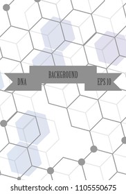 Poster brochure flyer design template vector, DNA abstract geometric background, layout in A4 size shadow