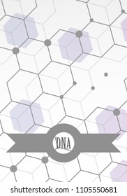 Poster brochure flyer design template vector, DNA abstract geometric background, layout in A4 size shadow