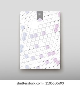 Poster brochure flyer design template vector, DNA abstract geometric background, layout in A4 size shadow