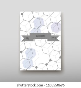Poster brochure flyer design template vector, DNA abstract geometric background, layout in A4 size shadow