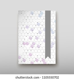 Poster brochure flyer design template vector, DNA abstract geometric background, layout in A4 size shadow