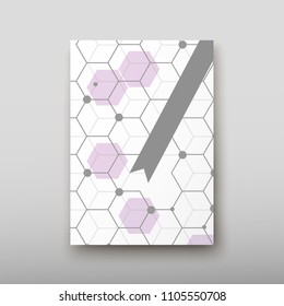 Poster brochure flyer design template vector, DNA abstract geometric background, layout in A4 size shadow