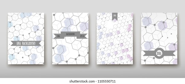 Poster brochure flyer design template vector, DNA abstract geometric background, layout in A4 size shadow