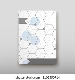 Poster brochure flyer design template vector, DNA abstract geometric background, layout in A4 size shadow