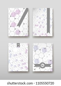 Poster brochure flyer design template vector, DNA abstract geometric background, layout in A4 size shadow