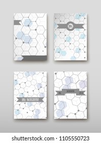 Poster brochure flyer design template vector, DNA abstract geometric background, layout in A4 size shadow