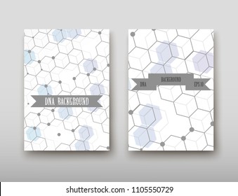 Poster brochure flyer design template vector, DNA abstract geometric background, layout in A4 size shadow