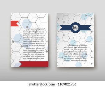 Poster brochure flyer design template vector, DNA abstract geometric background, layout in A4 size shadow