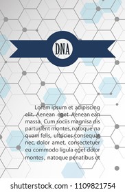 Poster brochure flyer design template vector, DNA abstract geometric background, layout in A4 size shadow