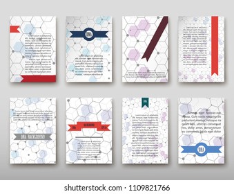 Poster brochure flyer design template vector, DNA abstract geometric background, layout in A4 size shadow