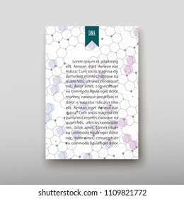 Poster brochure flyer design template vector, DNA abstract geometric background, layout in A4 size shadow