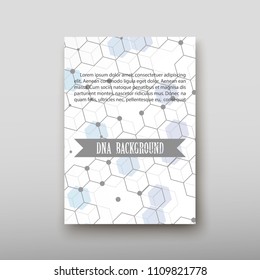 Poster brochure flyer design template vector, DNA abstract geometric background, layout in A4 size shadow