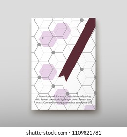 Poster brochure flyer design template vector, DNA abstract geometric background, layout in A4 size shadow