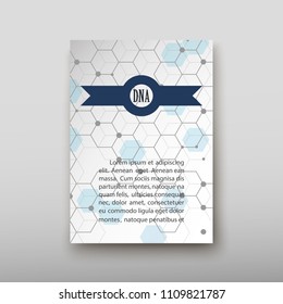 Poster brochure flyer design template vector, DNA abstract geometric background, layout in A4 size shadow