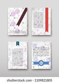 Poster brochure flyer design template vector, DNA abstract geometric background, layout in A4 size shadow