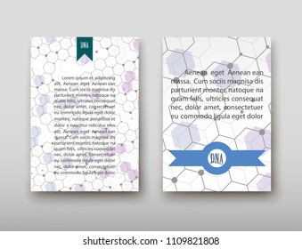 Poster brochure flyer design template vector, DNA abstract geometric background, layout in A4 size shadow