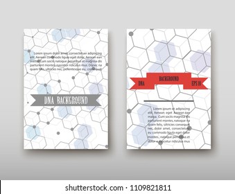 Poster brochure flyer design template vector, DNA abstract geometric background, layout in A4 size shadow