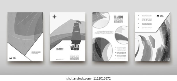 Poster brochure flyer design template vector, Leaflet cover presentation abstract geometric background, layout in A4 size shadow