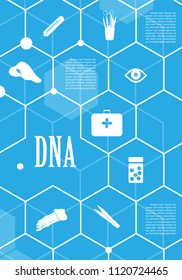 Poster brochure flyer design template vector, DNA abstract geometric background, layout in A4 size shadow