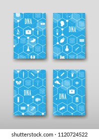 Poster brochure flyer design template vector, DNA abstract geometric background, layout in A4 size shadow