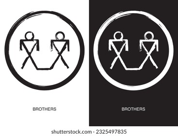 Poster of Brothers symbol. Most popular Native American Ancient Symbols. Black ink handwriting. Vector