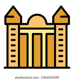 Poster building icon outline vector. Pointer cross. Malta landmark color flat