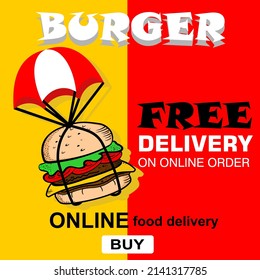 poster with a burger, vector