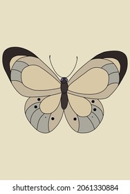 Poster with butterfly in modern, trendy colors, contemporary aesthetic background or card template, vector illustration