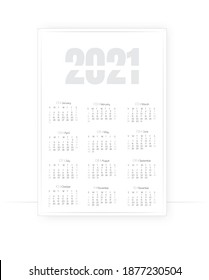 Poster calendar for 2021, template  ready for print, vector