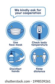 Poster calling for cooperation in infection prevention measures.