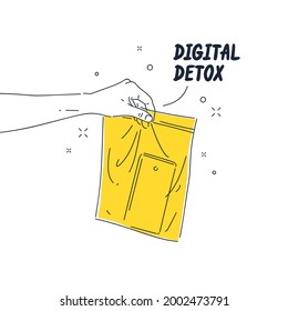 The poster calls for reducing dependence on gadgets. Mobile digital devices and human interaction with them.